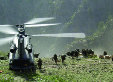 Soldiers boarding a helicopter